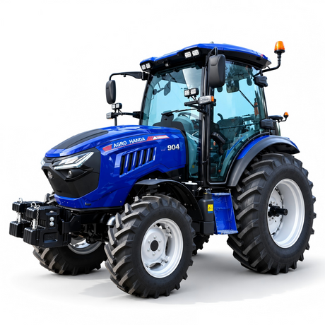Traktor Pertanian Biru Tengah 4WD 90HP Dengan Kabin Tertutup Penuh