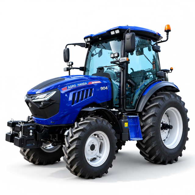 Traktor Pertanian Biru Tengah 4WD 90HP Dengan Kabin Tertutup Penuh