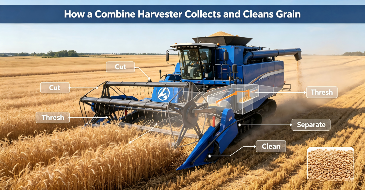 Bagaimana Combine Harvester Mengumpulkan dan Membersihkan Gabah