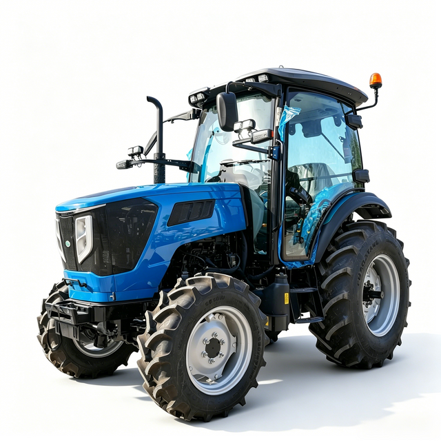 Traktor Pertanian Biru Tengah 4WD 90HP Dengan Kabin Tertutup Penuh